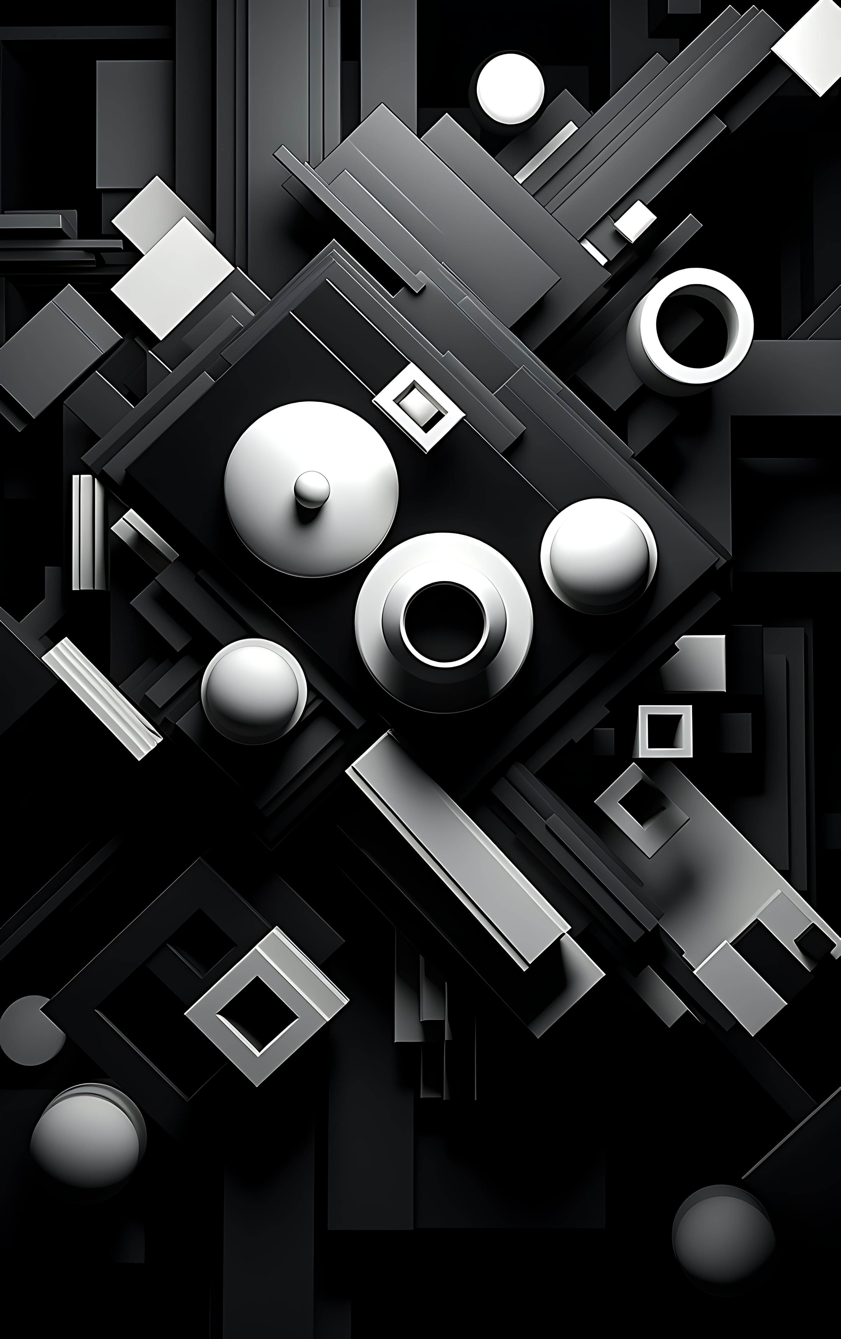 a black and white geometrical design